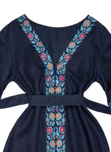Blue embroidered flowered dress