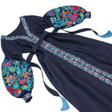 Blue embroidered flowered dress