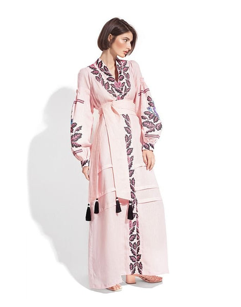 Pink embroidered kaftan