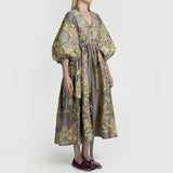 Kaftan with gold floral embroidery
