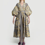 Kaftan with gold floral embroidery