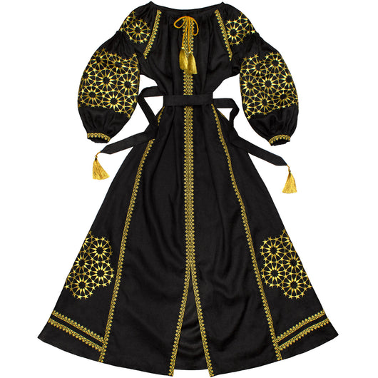 Boho style Kaftan with golden embroidery