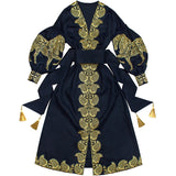 Navy blue Kaftan with exquisite horses