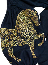 Navy blue Kaftan with exquisite horses