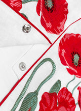 White Kaftan with embroidered poppies