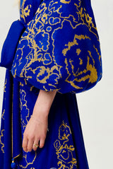 Blue kaftan with gold embroidery
