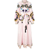 Kaftan with embroidered pansies