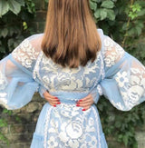 Tulle kaftan with embroidery and lace