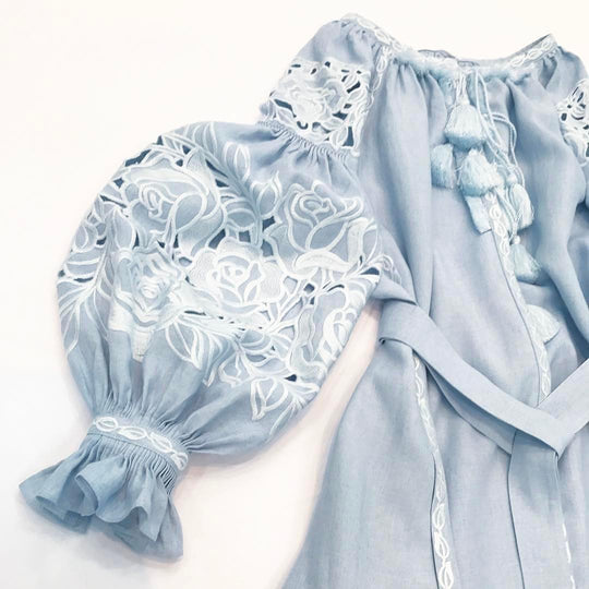 Light blue embroidered dress