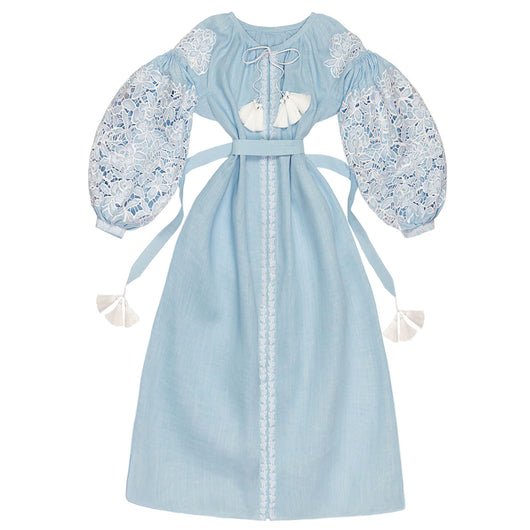 Light blue cut-embroidered dress