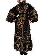 Black kaftan with gold embroidery