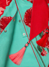 Mint dress with embroidered poppies