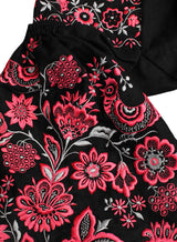 Black Kaftan with pink embroidery