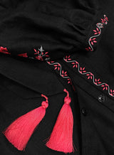 Black Kaftan with pink embroidery