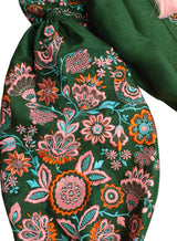 Green long Kaftan with embroidery in Bohemian style