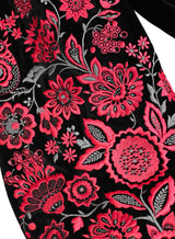 Velvet kaftan with flower embroidery