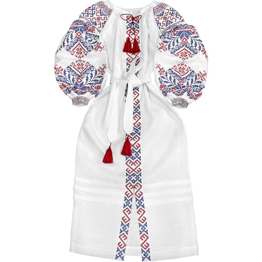 Long embroidered Boho style white kaftan