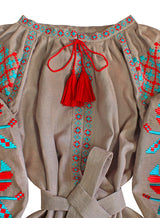 Boho style kaftan with embroidery