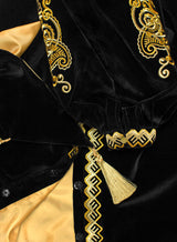 Black velvet kaftan with embroidery