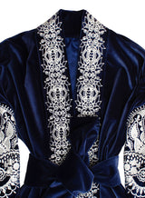 Boho style velvet kaftan with embroidery