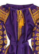 Long purple Kaftan with yellow embroidery