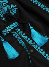 Black Boho style kaftan with embroidery