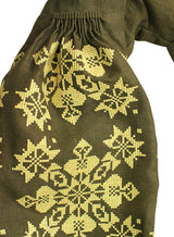 Embroidered olive Kaftan in Bohemian style
