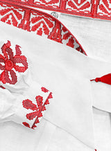 Boho style white kaftan with embroidery