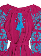 Long embroidered Boho style pink kaftan