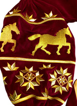 Velvet kaftan with golden horses