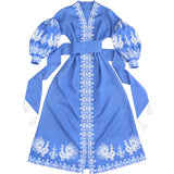 Embroidered blue Kaftan in Boho style