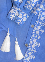 Embroidered blue Kaftan in Boho style